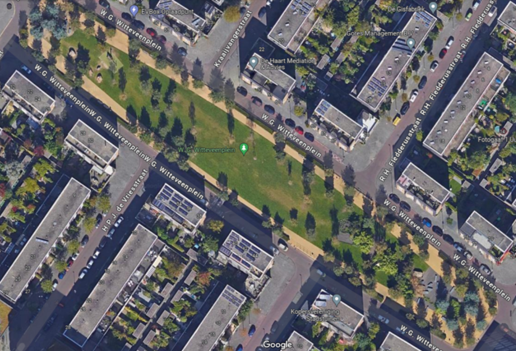 illustratie Witteveelplein Rotterdam, satellitephoto